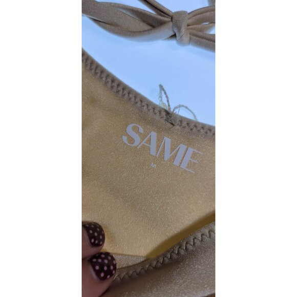 SAME Los Angeles Swim Bikini Set 2Pc Triangke Top High Weist Bottom Beige SZ M - Picture 5 of 9